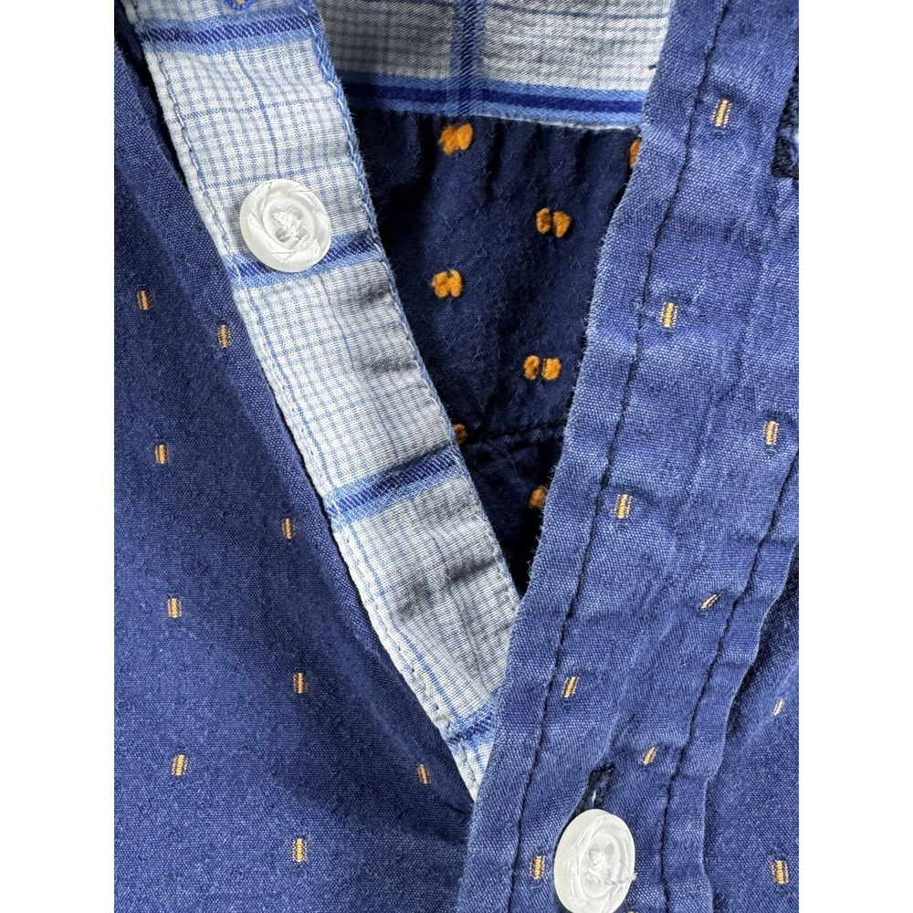 Resistol Men's Blue Button Up Shirt Orange Dot Print Western Casual Size Large - Picture 10 of 13